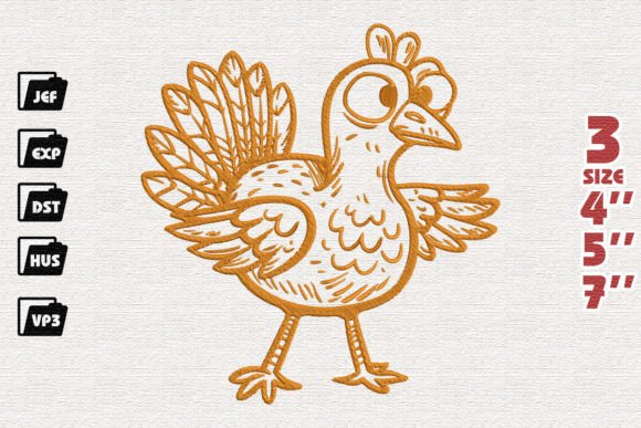 Bringing Festive Cheer to Life with a Cartoon Turkey Embroidery Design
