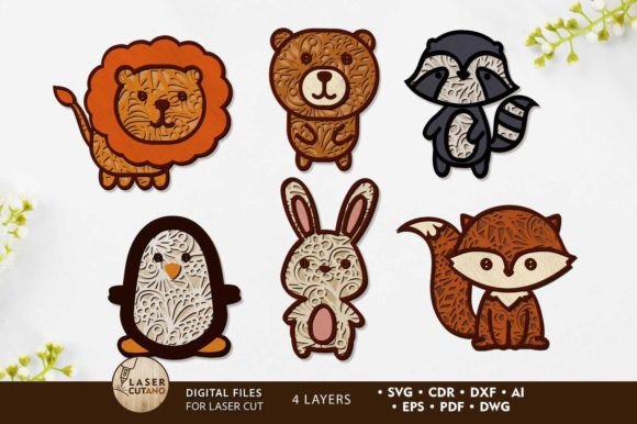Cute Animals Set: Whimsical Decorative Templates