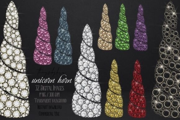 Diamond Pearl Unicorn Horn PNGs