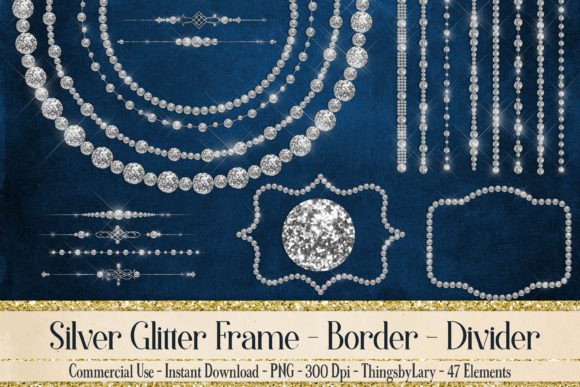 Elevating Digital Design with High-Resolution Silver Glitter Frames and Dividers