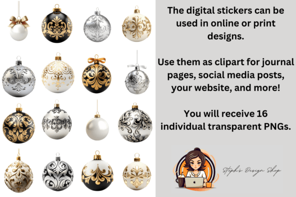 Elevating Holiday Design with White Gold, Silver, and Black Gold Ornaments