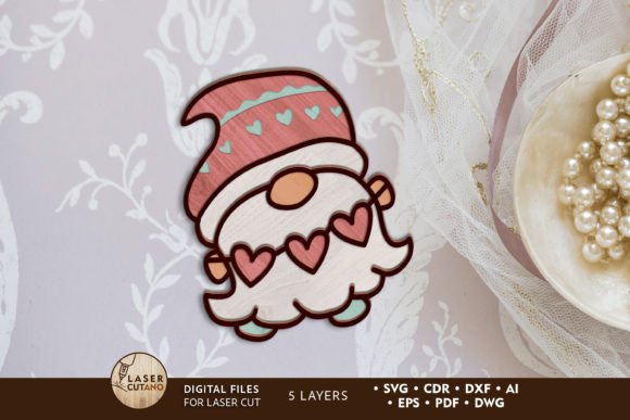 Evaluating the Gnome with Hearts Decorative Template for Laser and CNC Projects