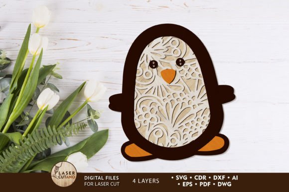 Penguin Decorative Laser Cut Template Guide